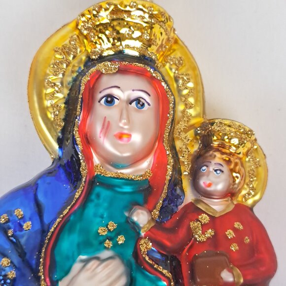 Our Lady of Czestochowa Madonna and Child Handmade Glass Ornament - Picture 8 of 16